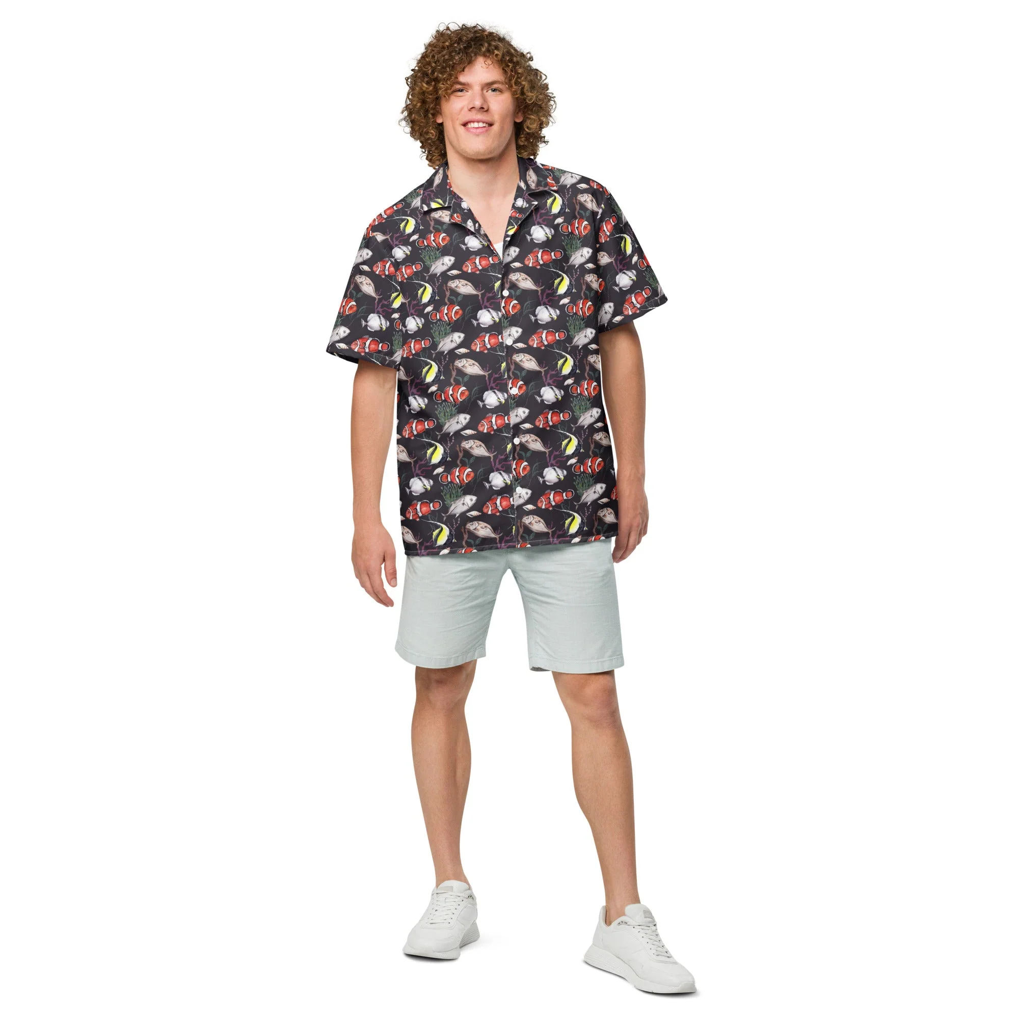 Murky Reef Tropical Saltwater Fish Hawaiian Button Shirt: Dive into Underwater Elegance! - Image 3