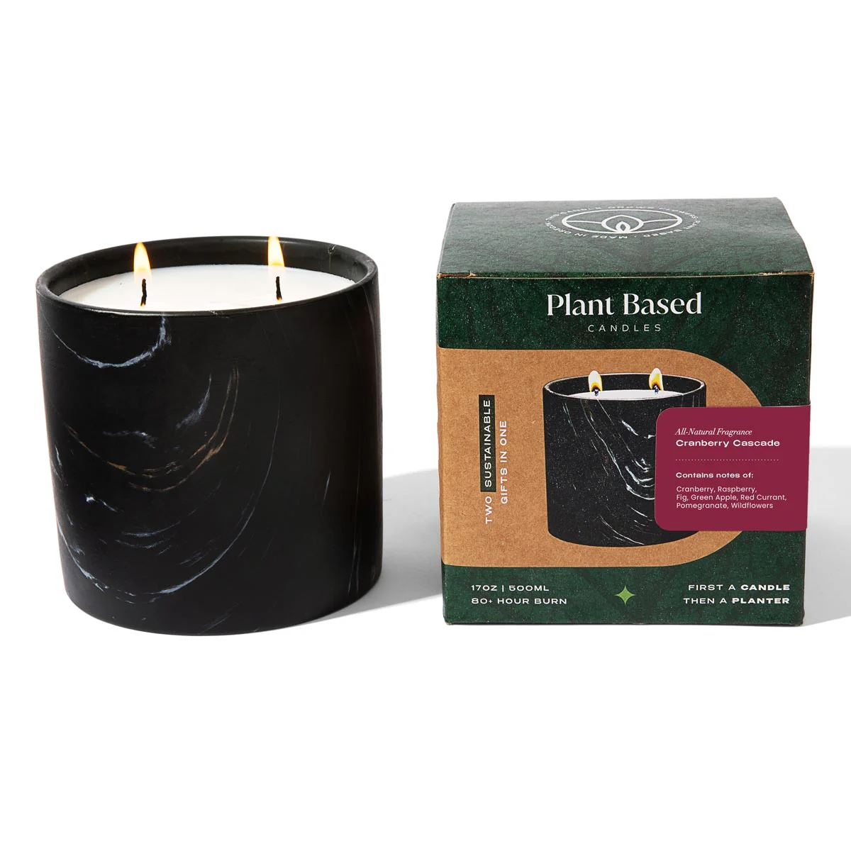 Natural Cranberry Cascade Black Marquina Candle 17oz - Image 7