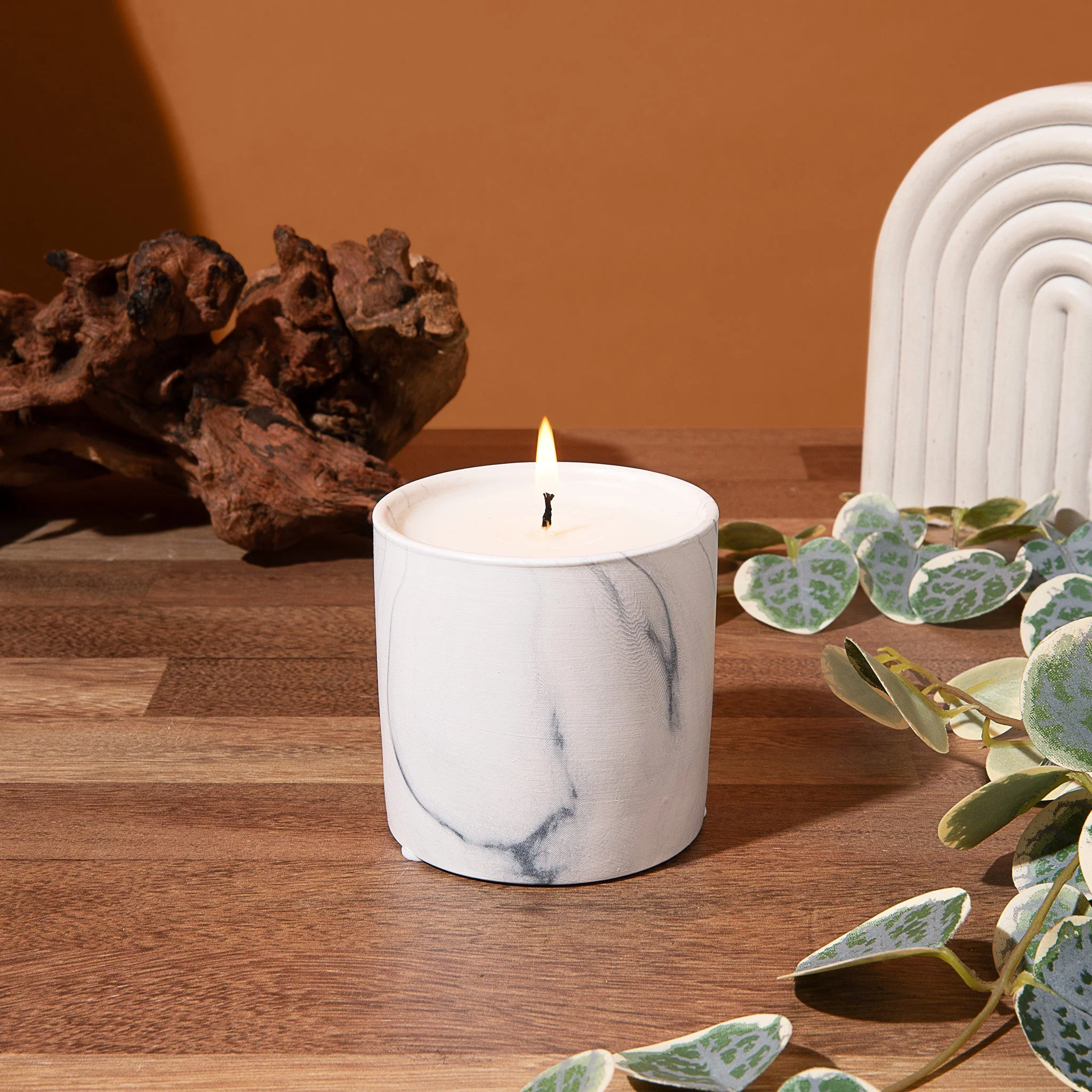 Natural Eucalyptus White Marble Candle 6oz - Image 4