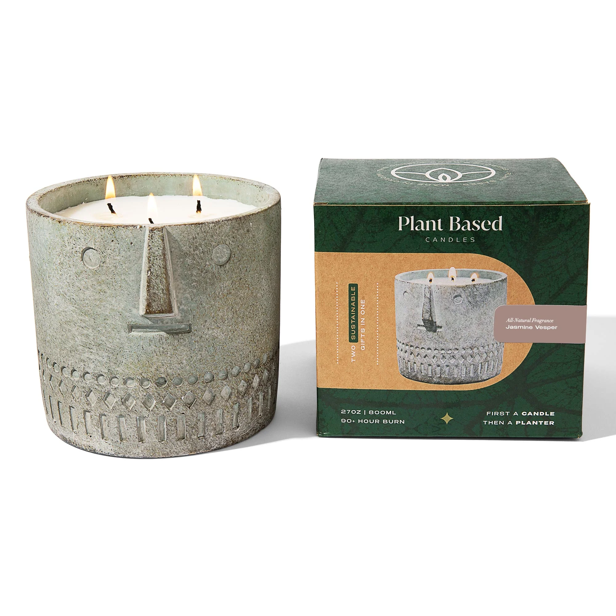 Natural Jasmine Vesper Stone Face Candle 27oz - Image 7
