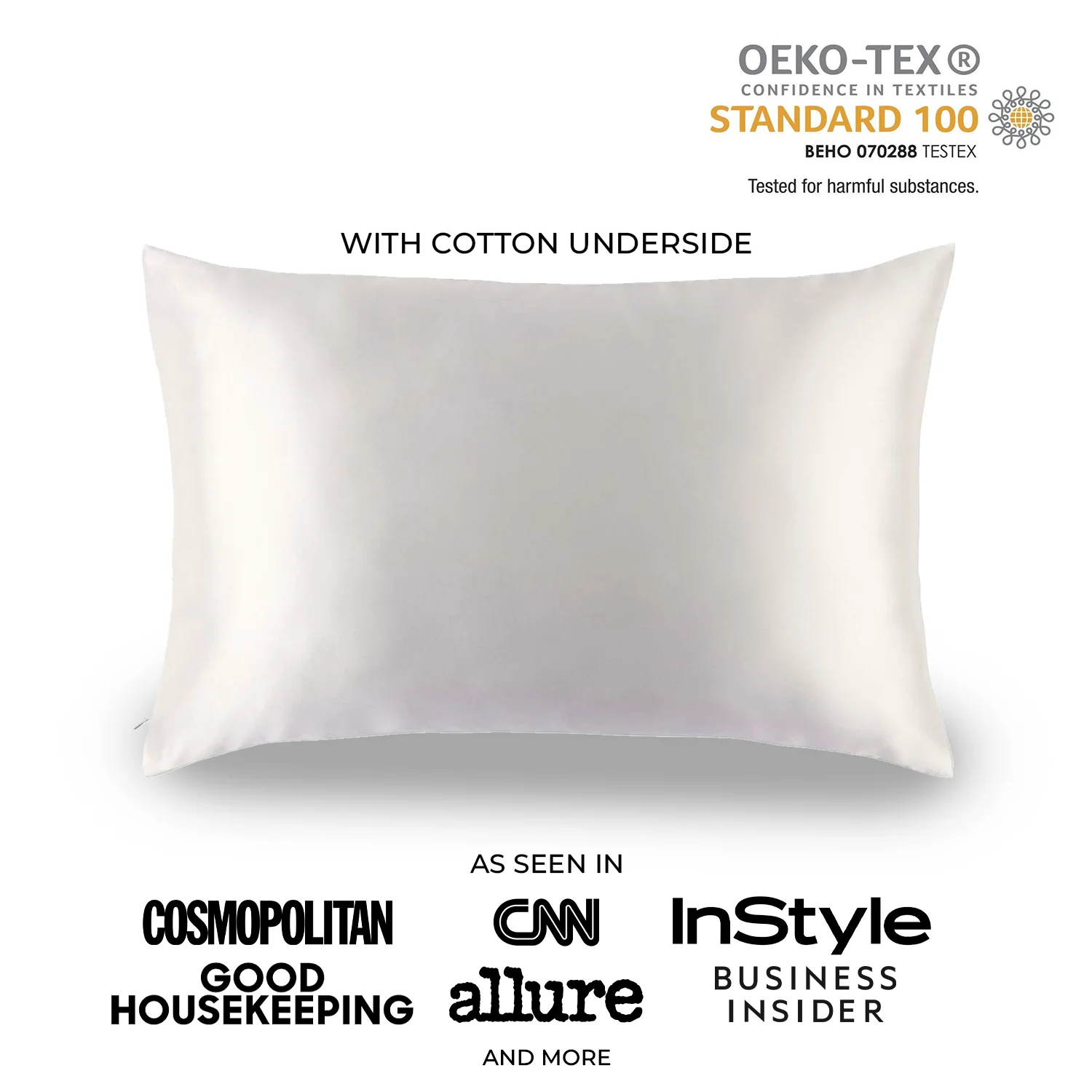 Natural Mulberry Silk Pillowcase with Cotton Underside (19 Momme) - Image 16