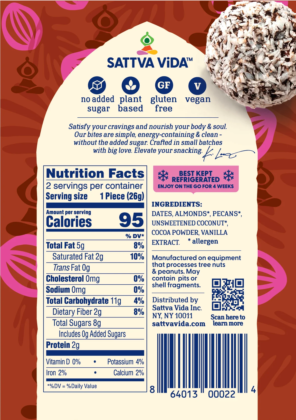 NEW - Cocoa Craze Energy Bites, 2pack (10 per case) by Sattva Vida - Image 5