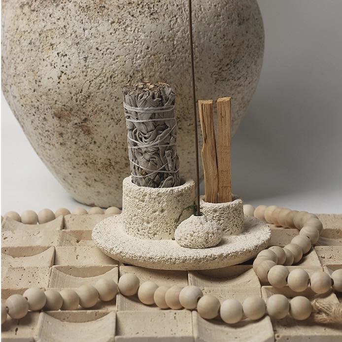 Nordic Style All-in-1 Candle Holder, Sage, Incense & Palo Santo Burner - Image 2
