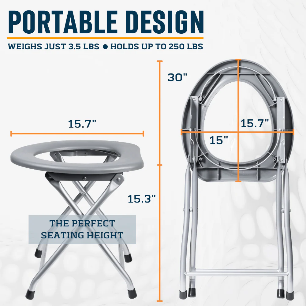 Portable Camping Toilet Seat with Trash Bag Hooks - Image 3