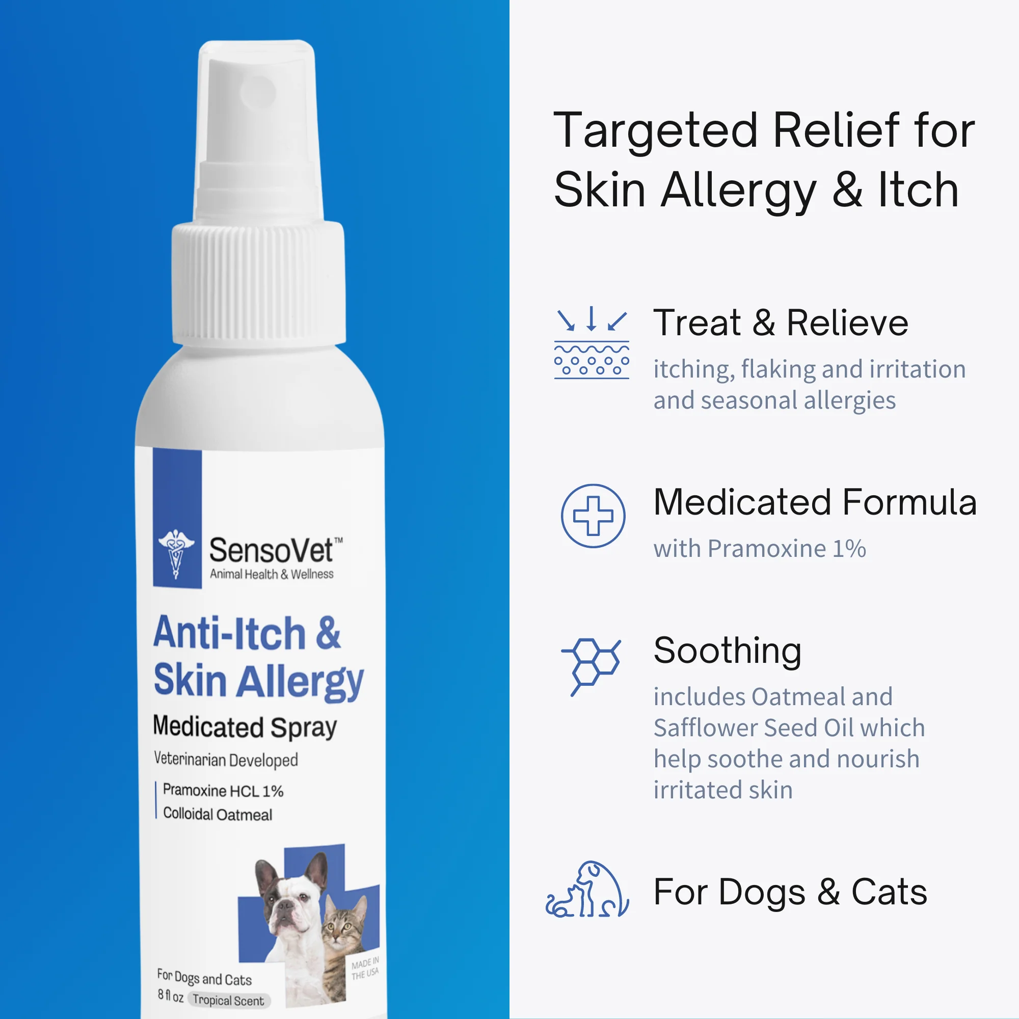 Pramoxine Anti Itch & Skin Allergy Relief Spray for Dogs & Cats - 8oz - Image 2