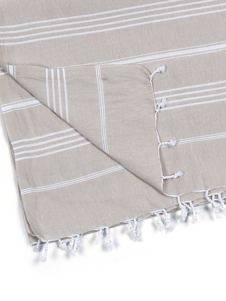 Pure Series Sustainable Turkish Towel Beige by Hilana Upcycled Cotton - Image 4