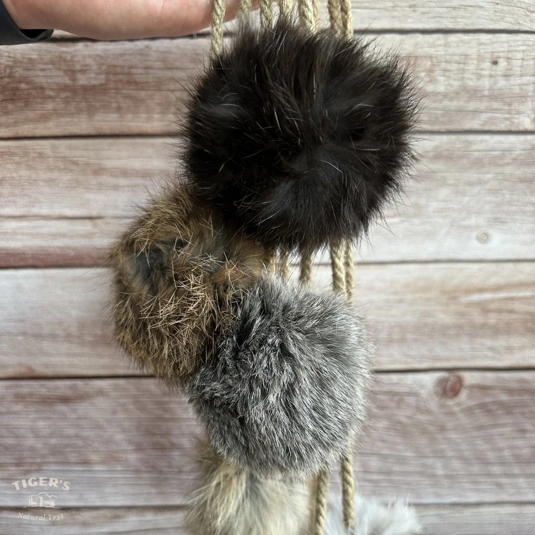 Rabbit Fur Ball with Rope Cat Toy - Image 8