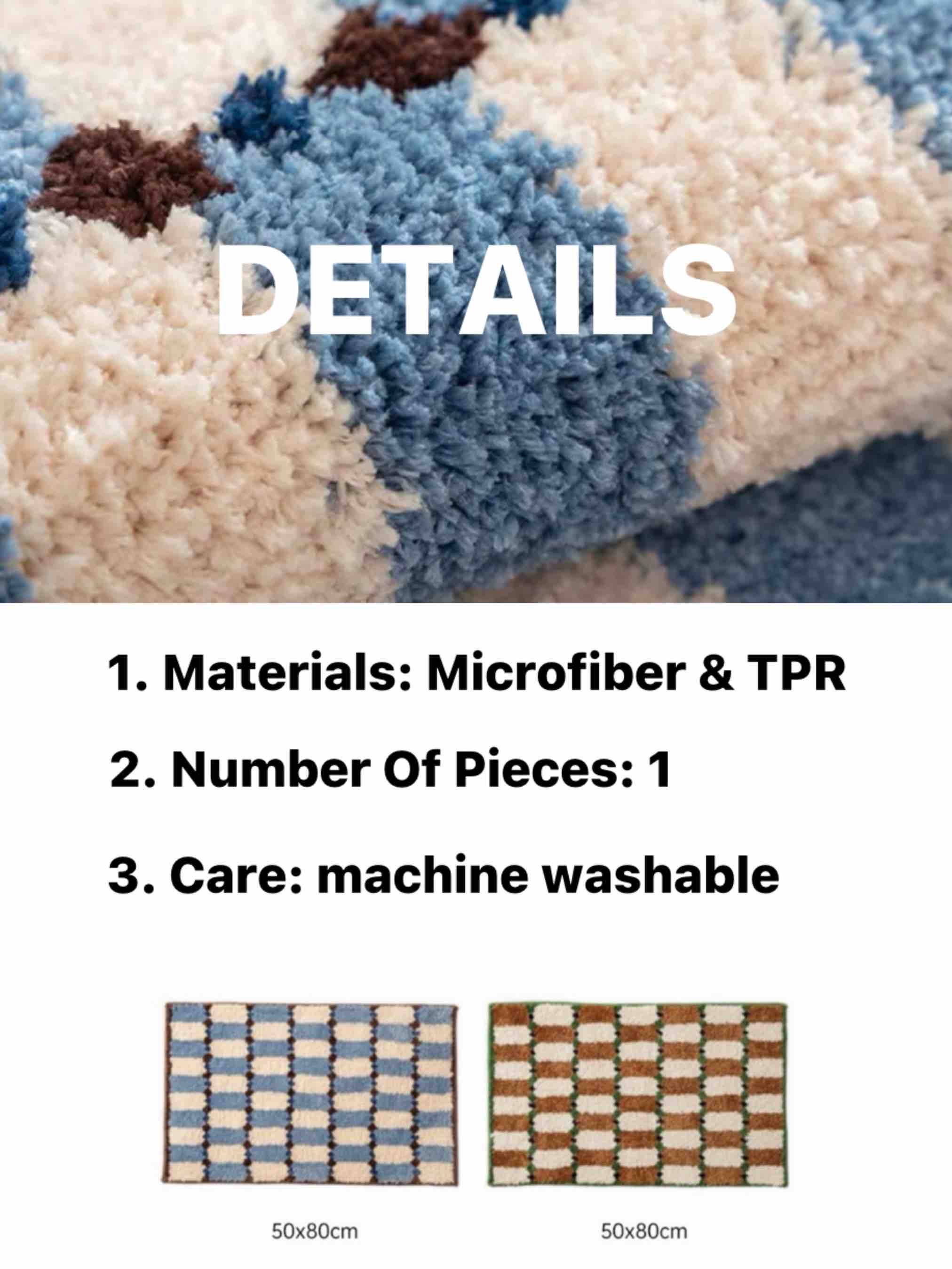 Retro Checker Bath Rug, Machine-washable, Ultra Soft & Absorbent - Image 11