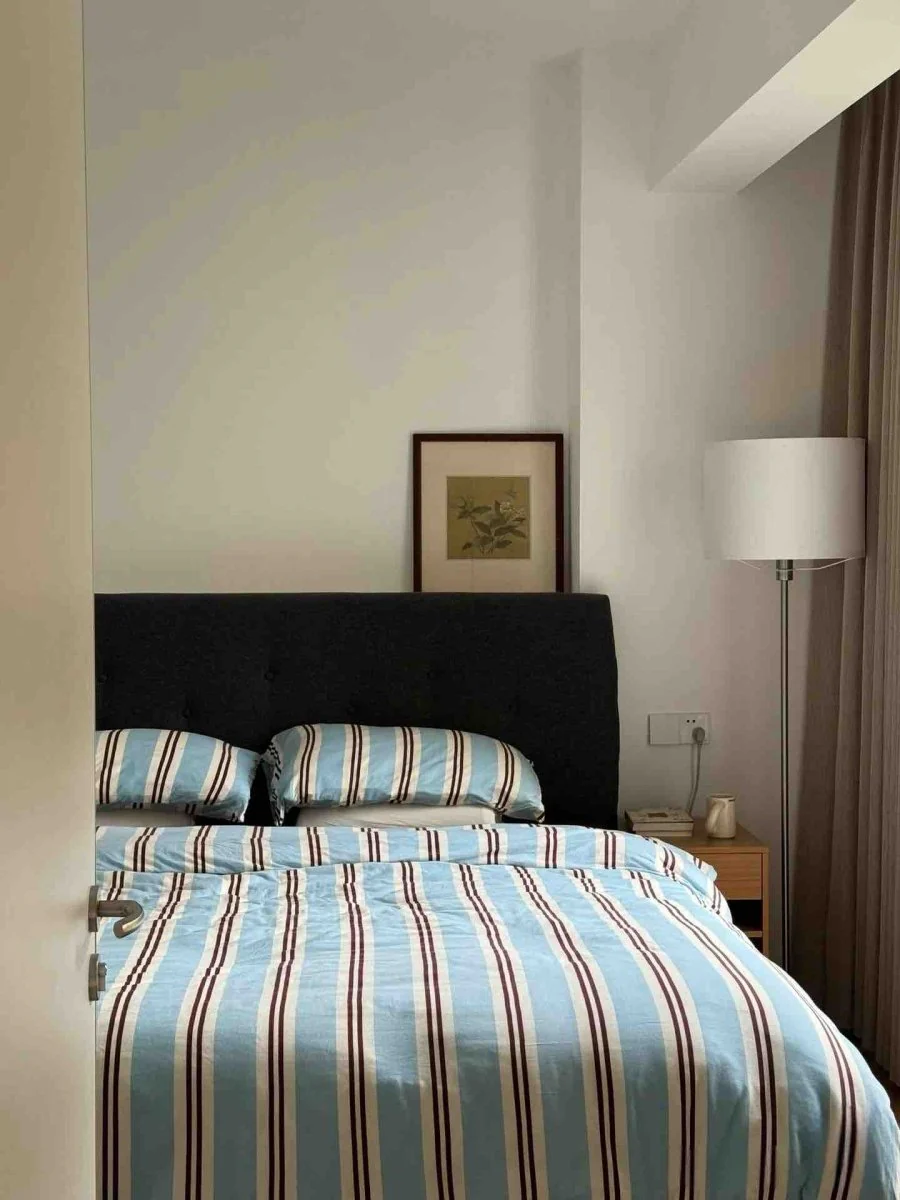Retro Jersey Knit Blue Stripe Bedding Set with Pillowcases & Fitted Sheet - Image 7