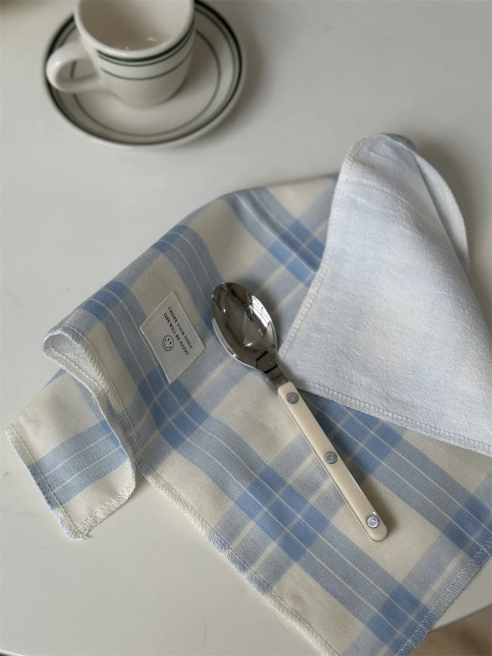 Retro Pastel Blue Checker Placemat for Dopamine Table Setting - Image 6