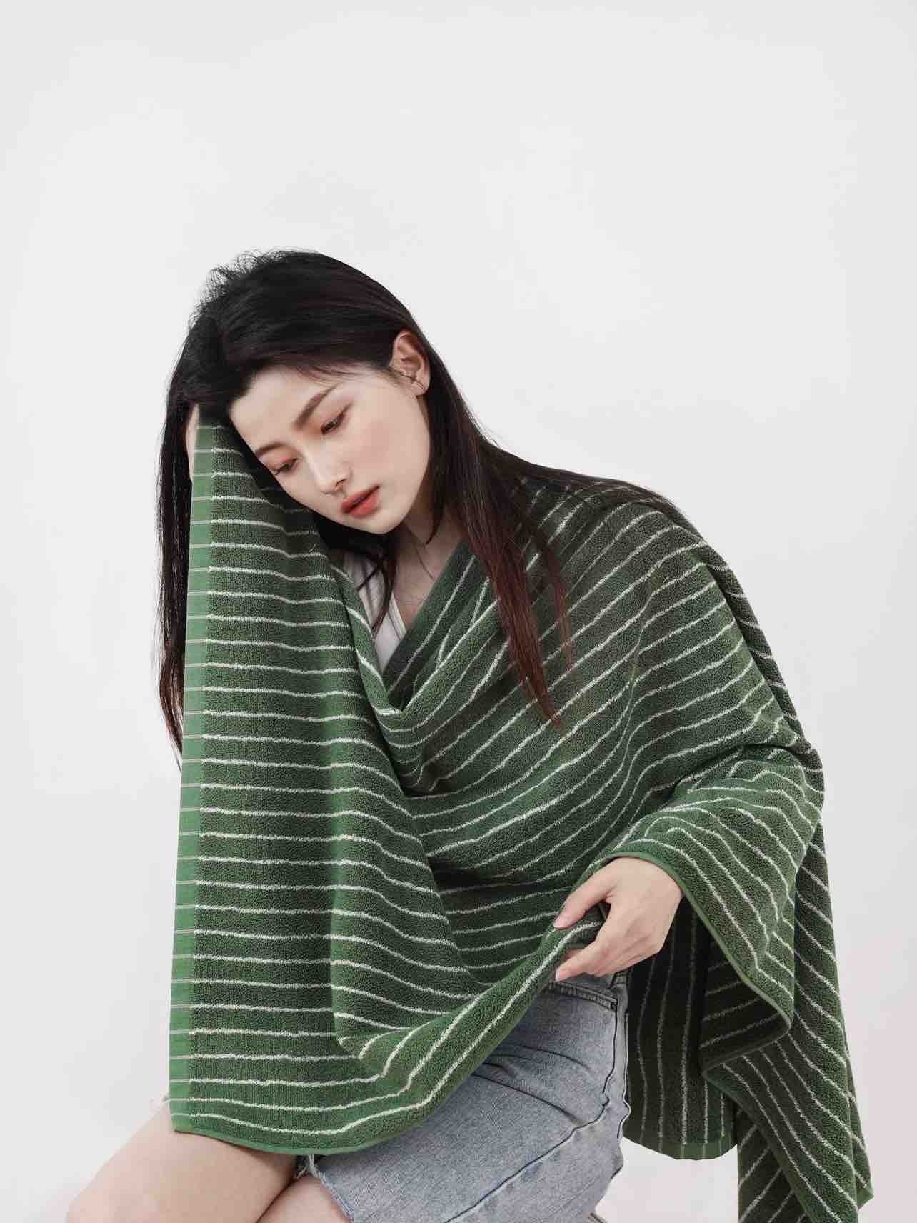 Retro Soft 100% Long-stapled Cotton Striped Bath Towel - Image 6