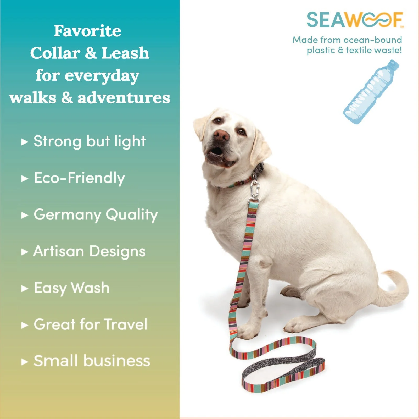 Seawoof Dog Leash Multicolor Stripe Print - Image 6