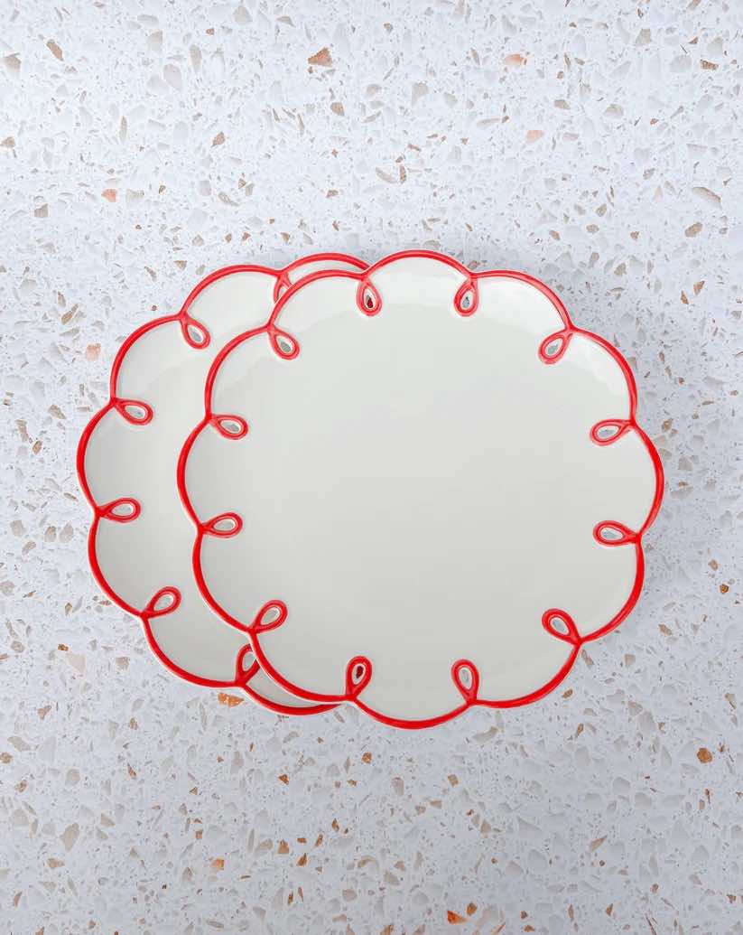 Set of 2 Cloud Ceramic Dinner Plates - Cute Whimsical Eclectic Dinnerware Set - Image 6