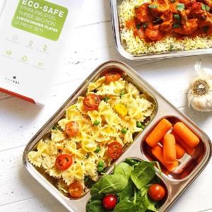 Stainless Steel Dinner Plates, Reusable, 3 Compartments, 2 Pack by ecozoi - Image 2
