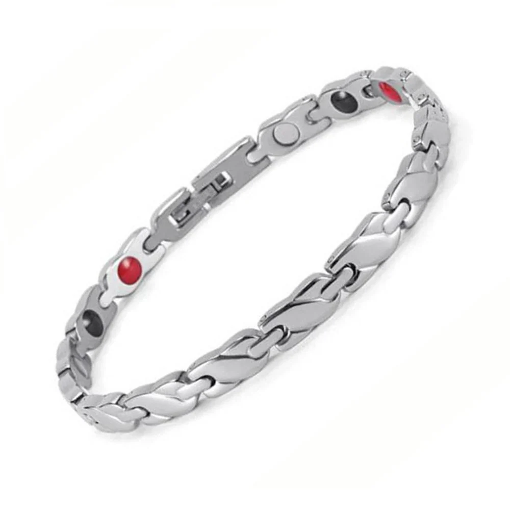 Stainless Steel Energy Bracelet 4-in-1. Silver color. Model B0035S-4-215 - Image 2