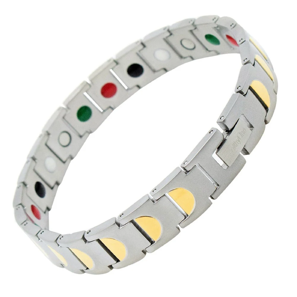 Stainless Steel Energy Bracelet 4-in-1. Silver/Gold Color. Model BR-S-157 - Image 2