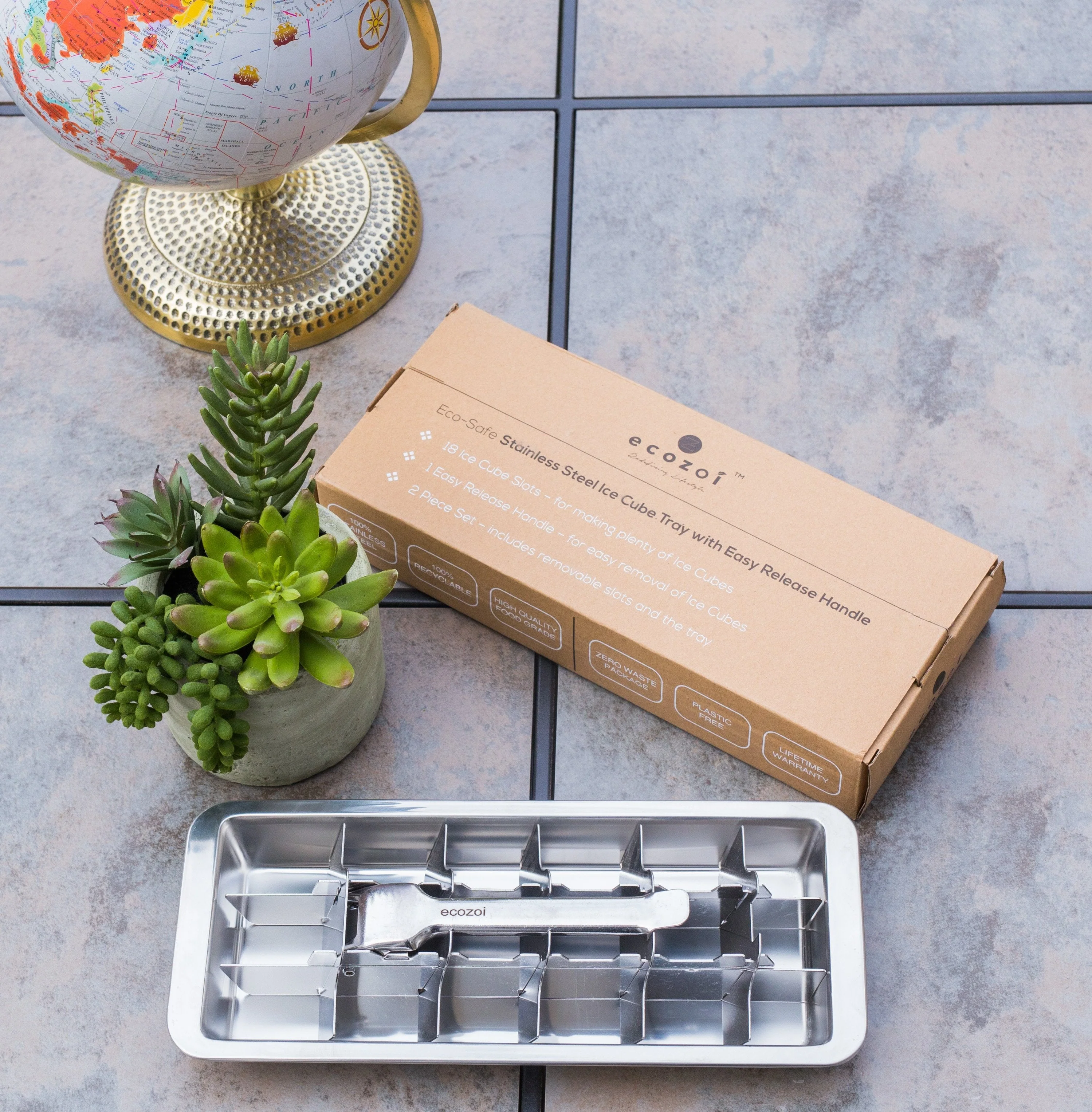 Stainless Steel Ice Cube Tray with Easy Release Handle, Vintage Design by ecozoi - Image 6