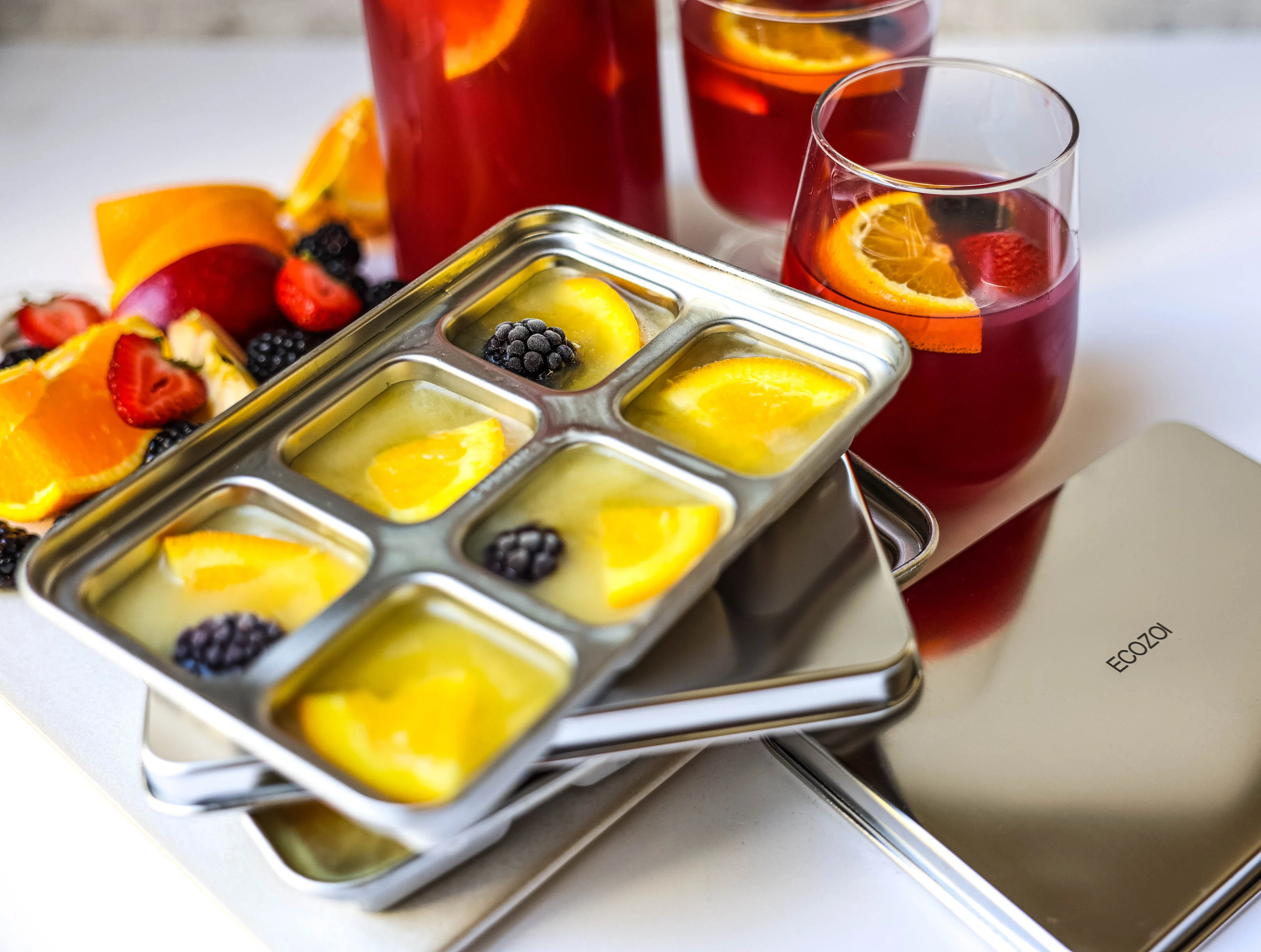 STAINLESS STEEL ICE CUBE TRAYS, 12 Large Cubes, 2 PACK by ecozoi - Image 2