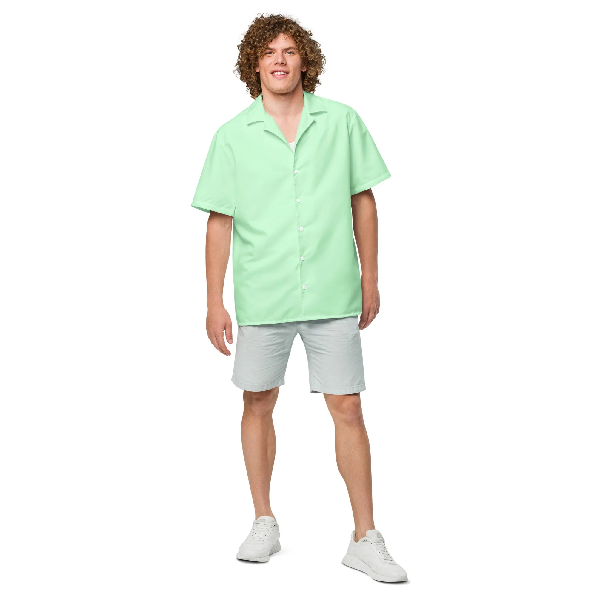 Stylish Mint Green Performance Camp Shirt | Recycled Polyester, Gift for Him, Pulls 2 Pounds of Ocean Plastic - Image 3