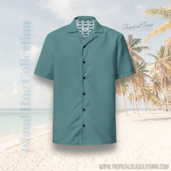 Stylish Ocean Green Camp Shirt | Recycled Polyester, 2 lbs Ocean Plastic Removal, Perfect for Men, Travelers, and Beach Lovers - Image 2
