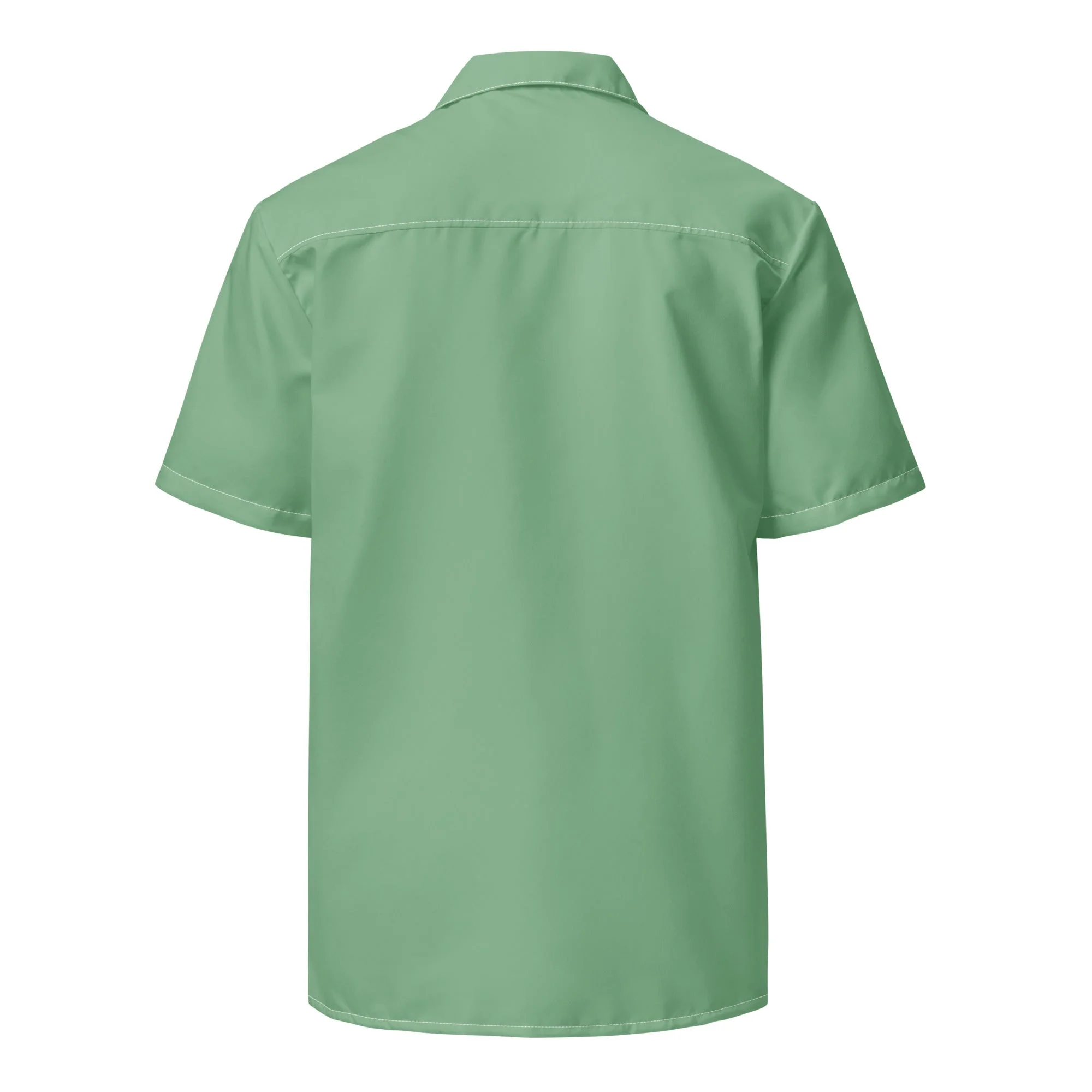 Stylish Solid Palm Green Camp Shirt - Recycled Polyester, Pulls 2 Pounds of Ocean Plastic, Ideal for Men, Travelers, Beach Lovers - Image 5