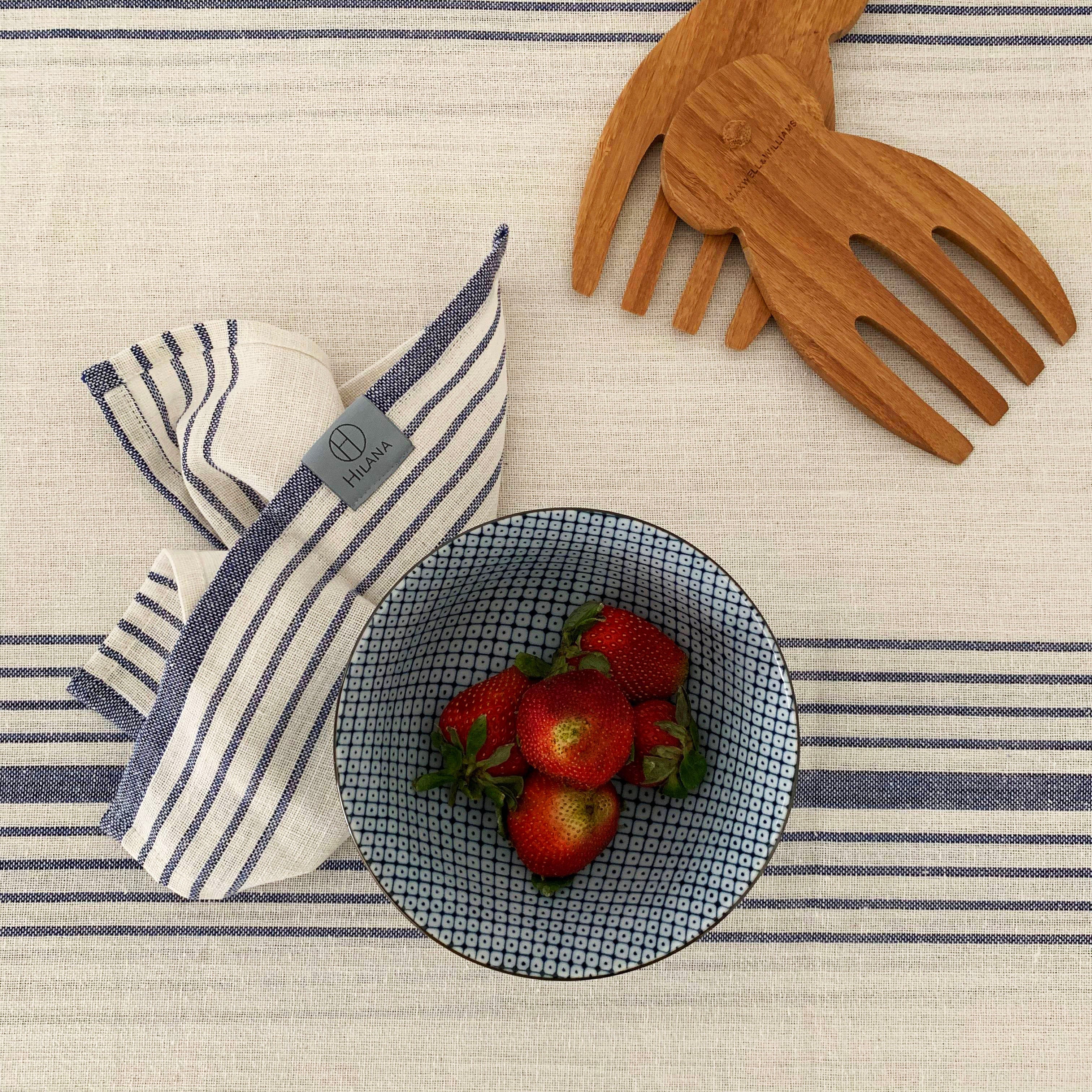 Sustainable Kayseri Tablecloth Set - Blue by Hilana Upcycled Cotton - Image 6