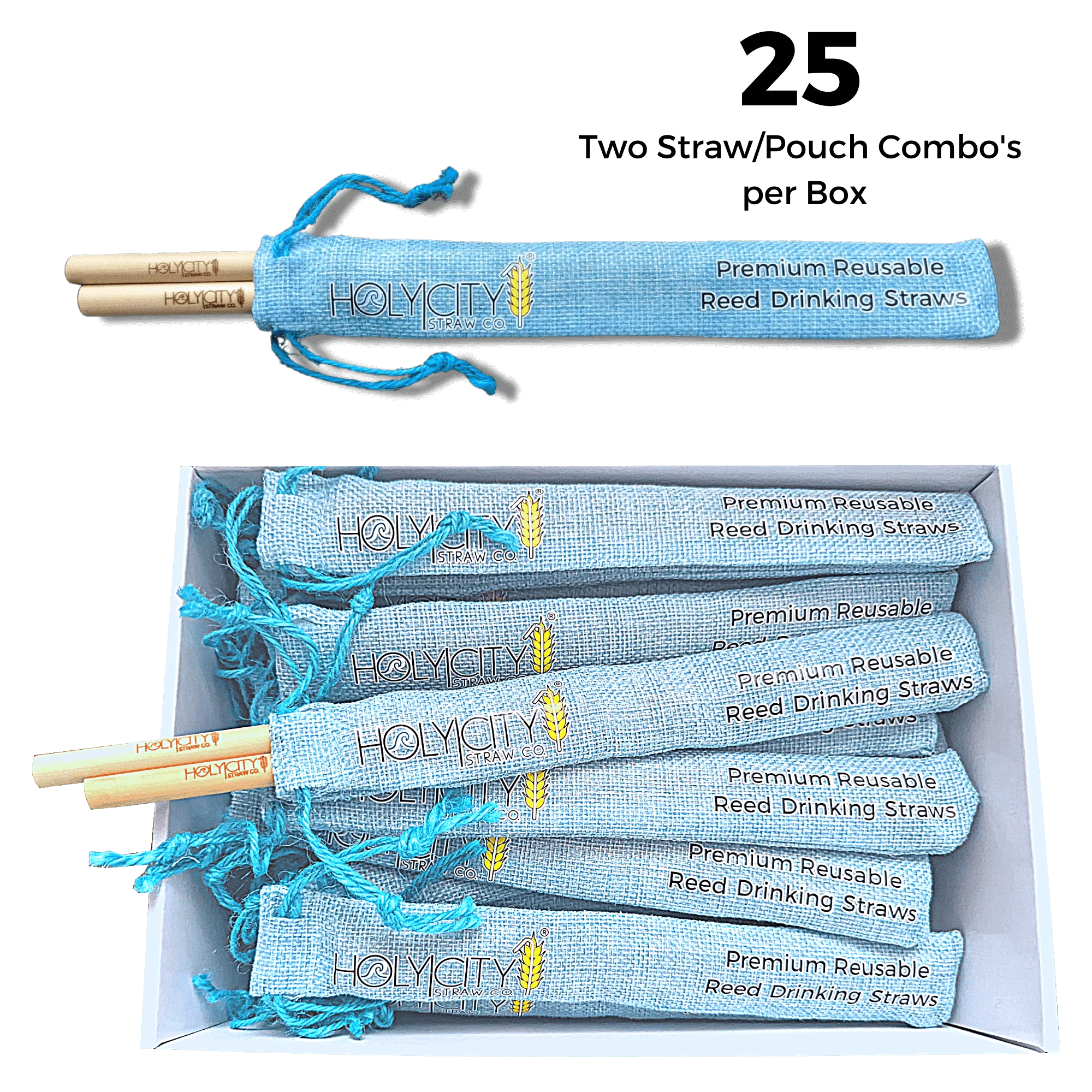 Tall Reed Straw/Pouch Combo | Inner Pack | 25ct. by Holy City Straw Company