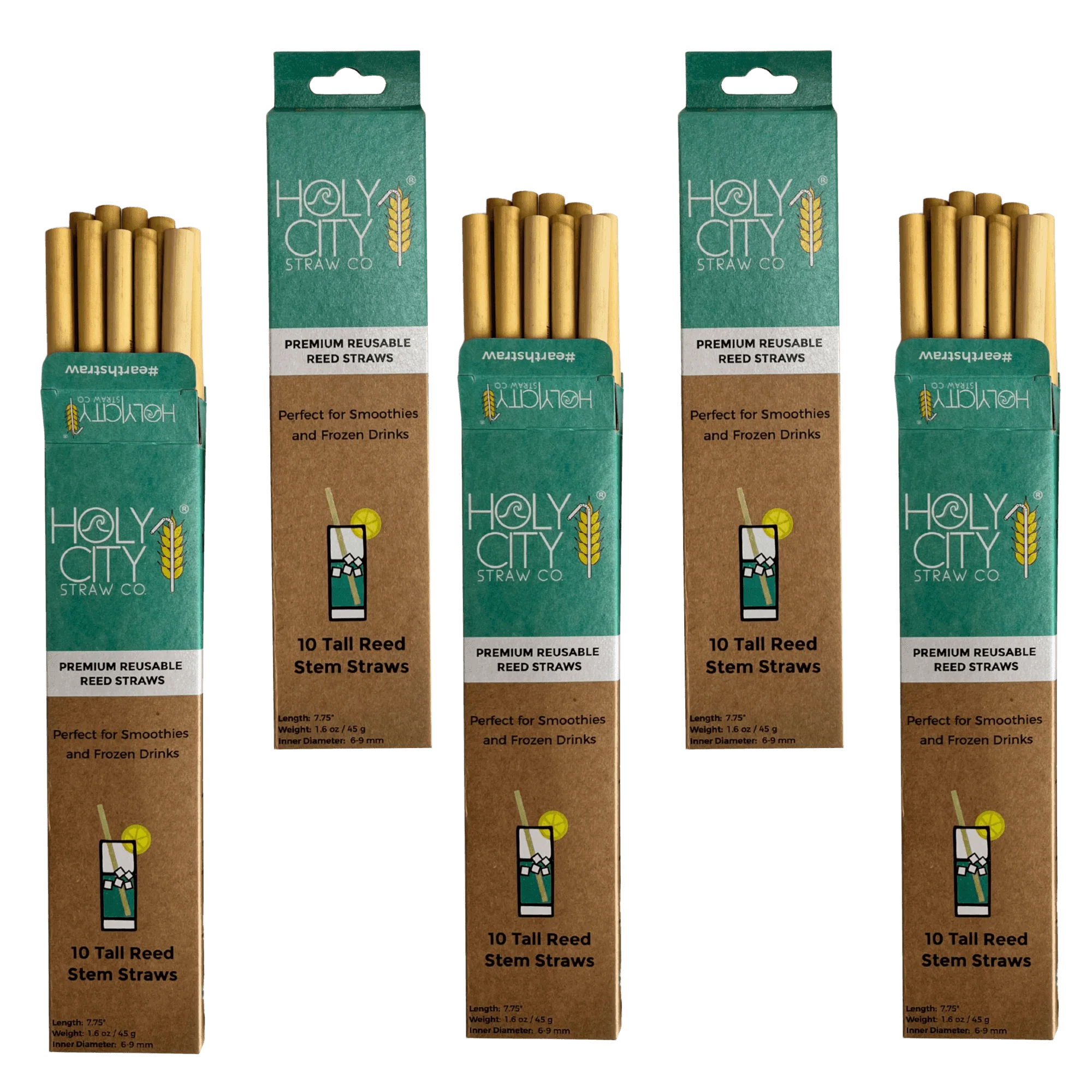 Tall Reusable Reed Straw Bundle - 5 Pack by Holy City Straw Company - Image 4