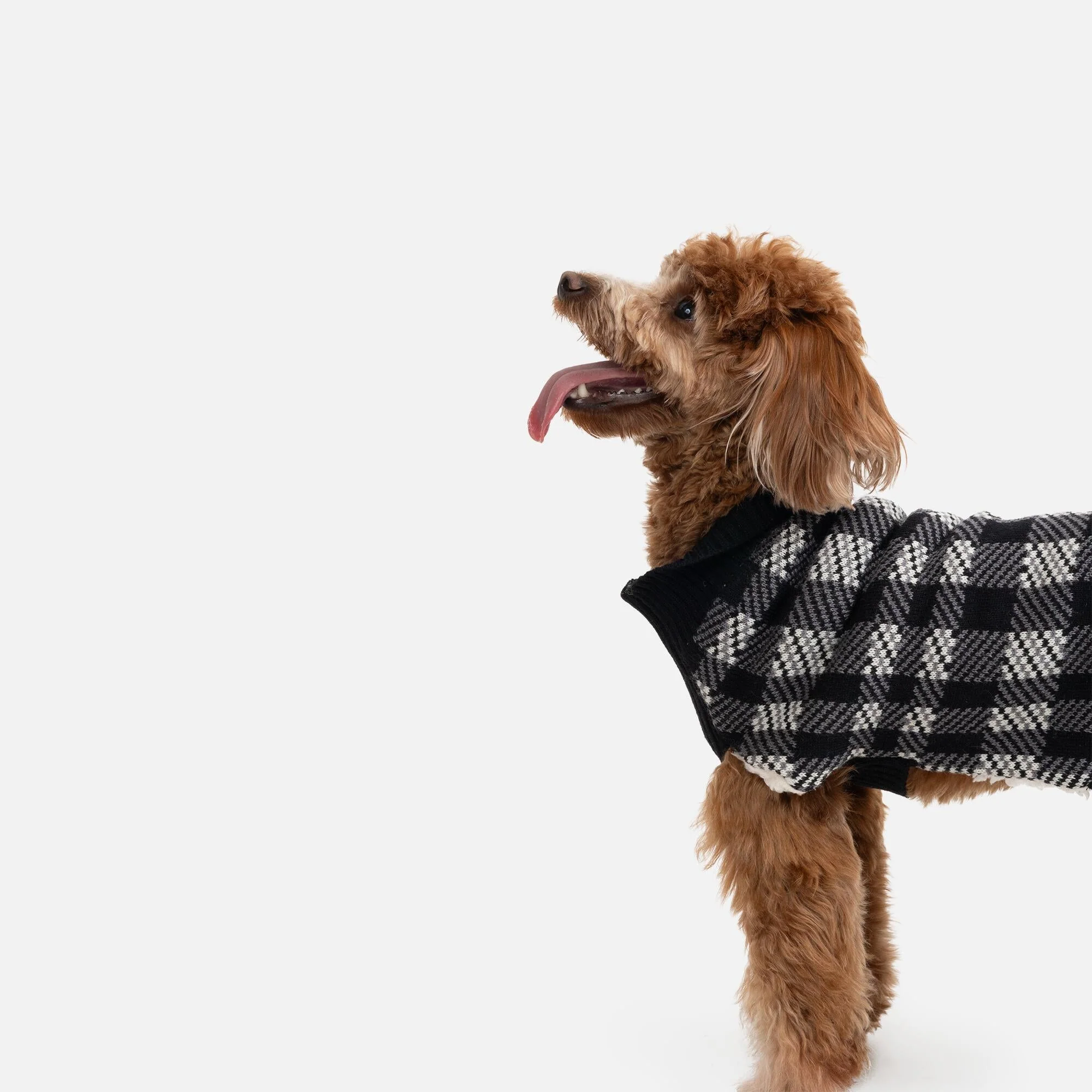 Theo Dog Sweater – Sherpa-Lined Plaid Design - Image 2