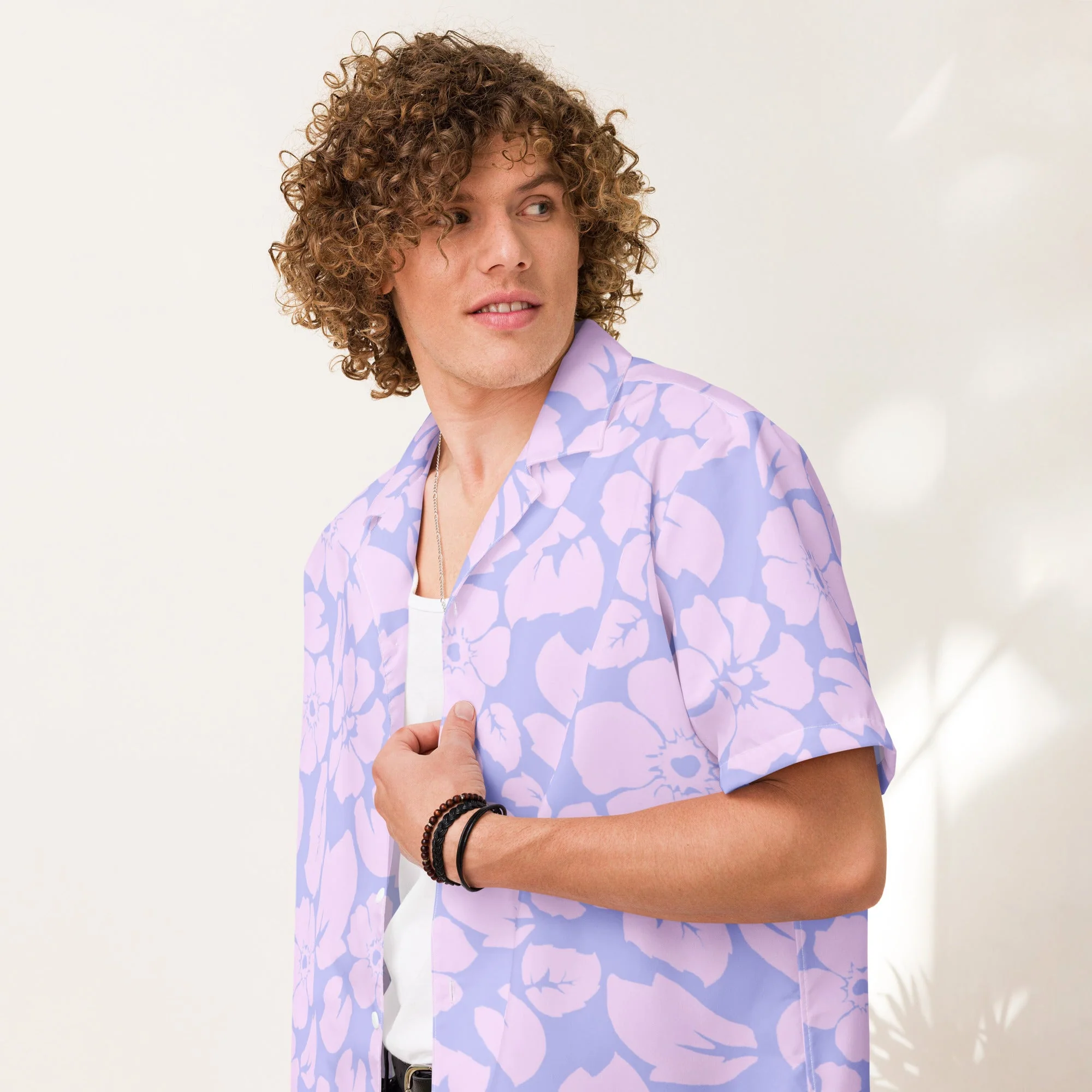 Tropical Purple Jungle Sunset button down hawaiian shirt - Image 4