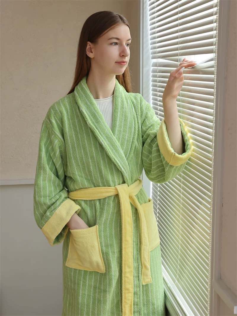 Ultra Soft Dopamine Stripe Bathrobe - 100% Organic Long-stapled Cotton - Image 7