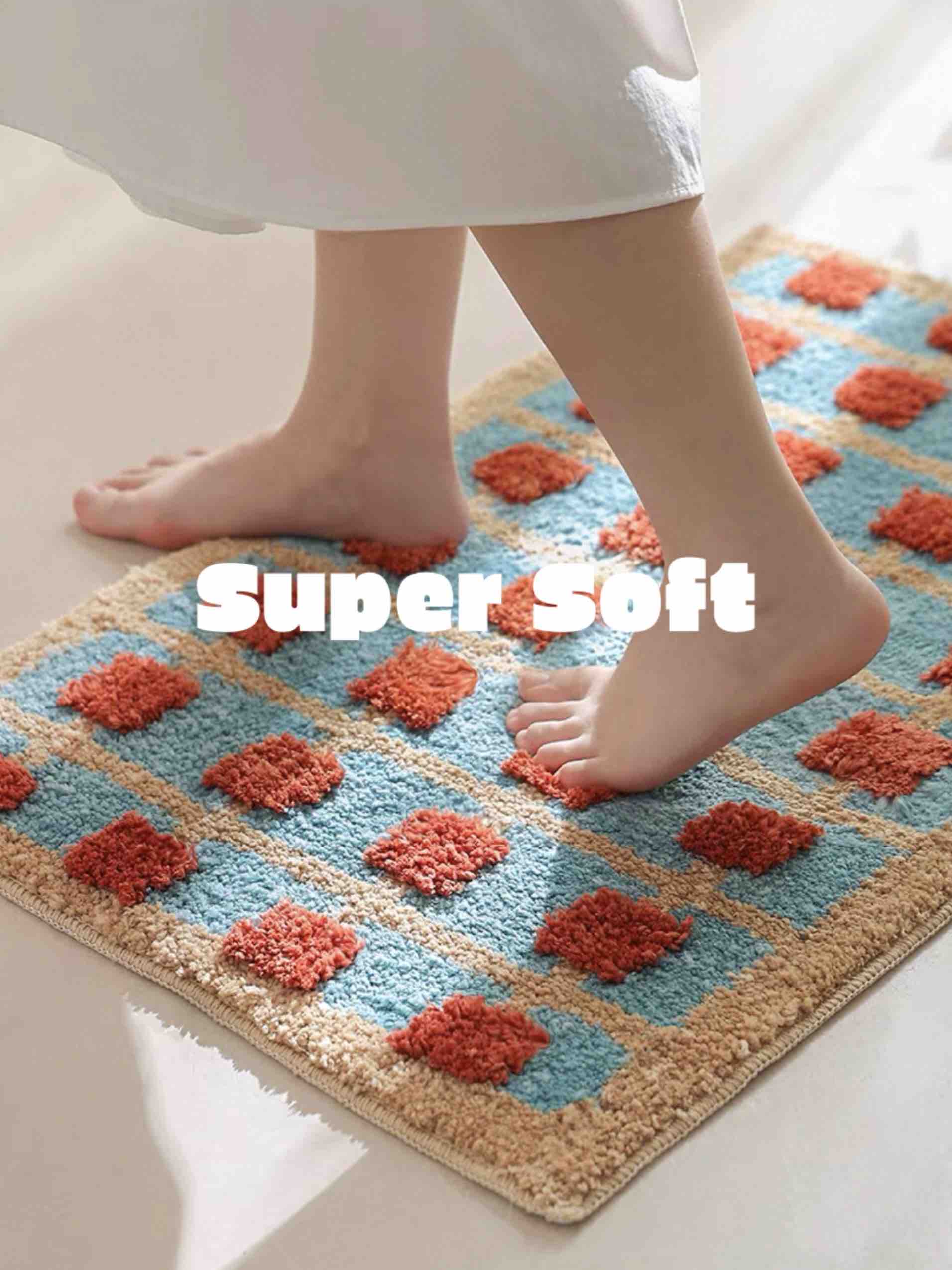 Ultra Soft Retro Bath Rug, Machine-washable, Absorbent Mat - Image 6