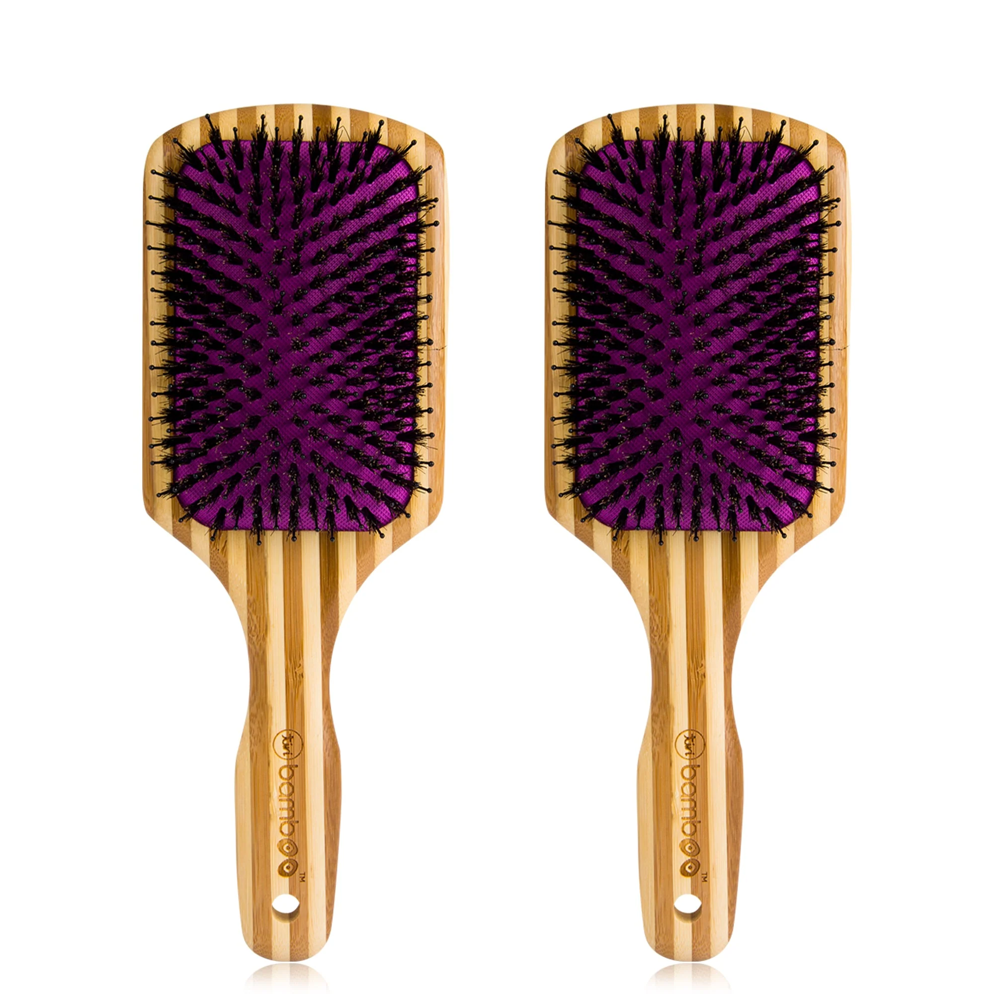 (Value 2-Pack) Detangling XL Bamboo Paddle Brush with Boar Bristles - Image 3