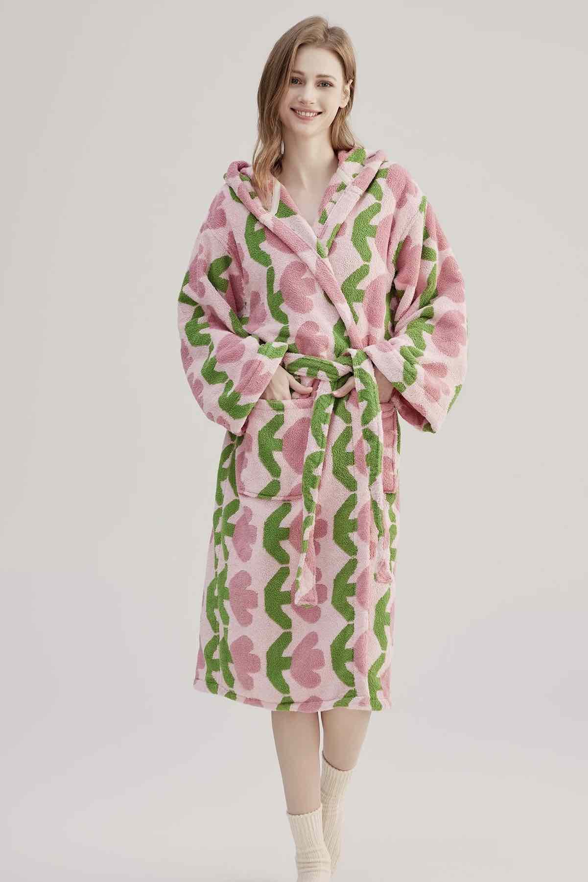 Whimsical Tulip Hooded Bath Robe - 100% Organic Long-stapled Cotton - Image 4