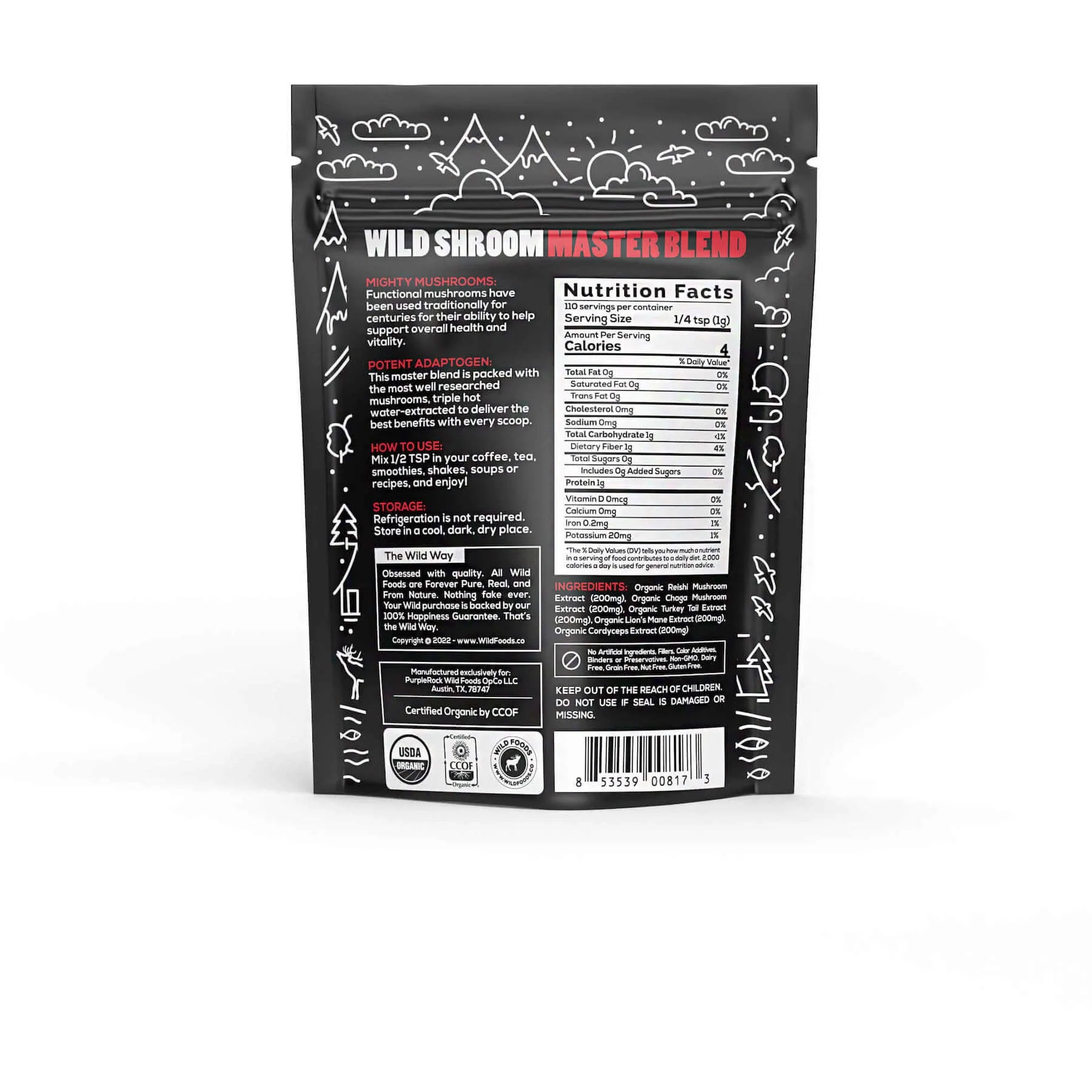 Wholesale: Master Shrooms Five Mushrooms Blend - Adaptogens + Prebiotic Powerhouse by Wild Foods - Image 2