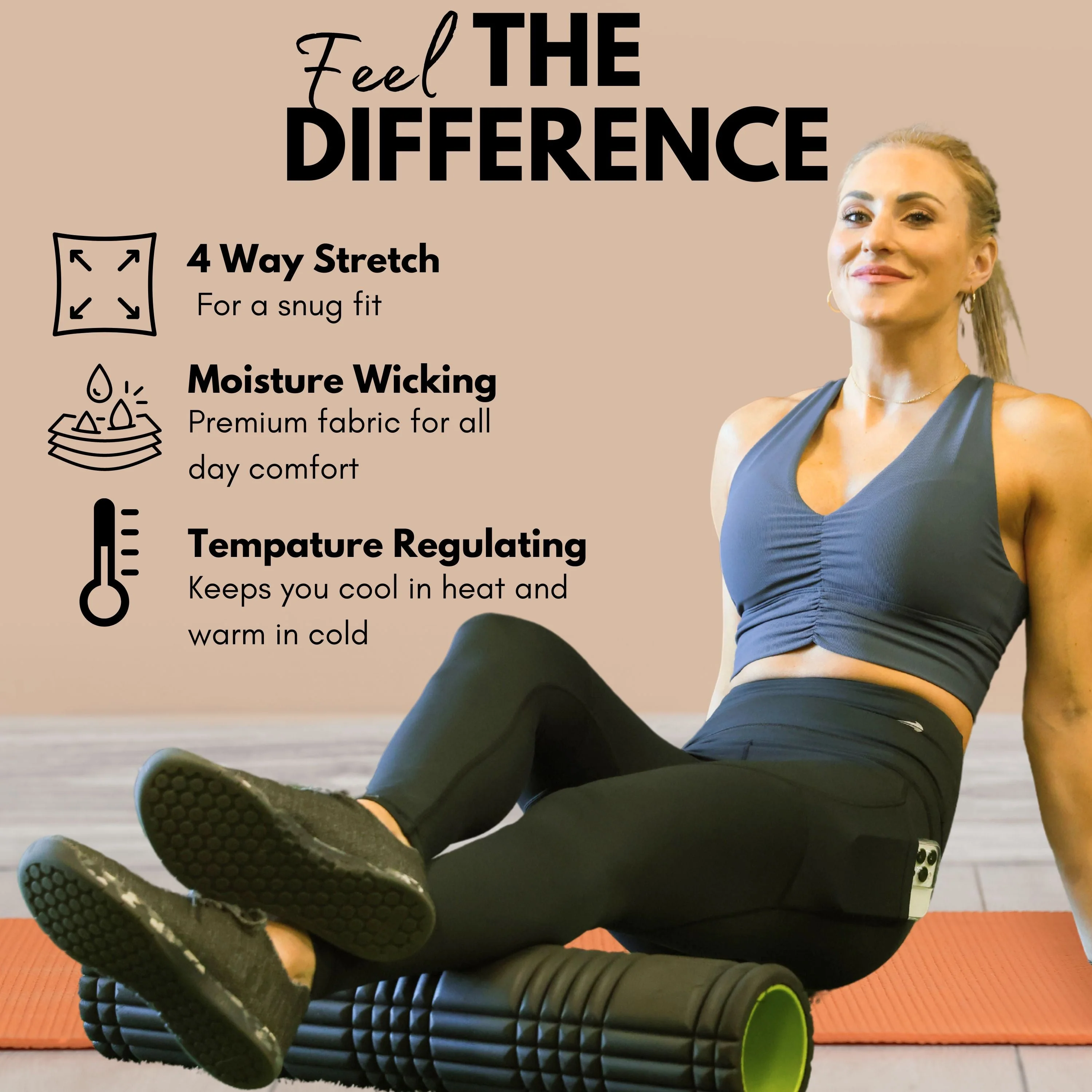 Women's Compression Leggings W/ Pockets - Camo Black - Image 3