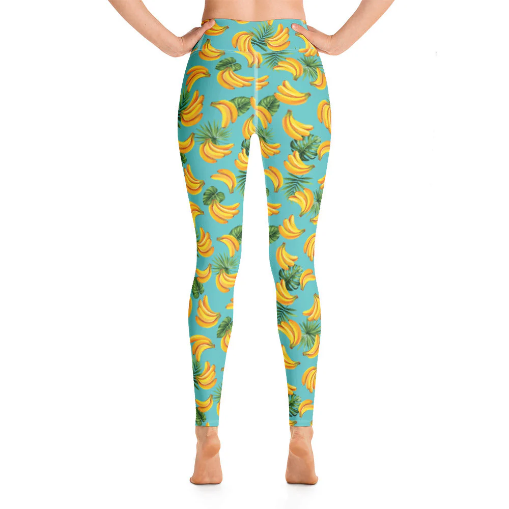Women's Tropical Banana Mania Yoga Leggings - Image 5