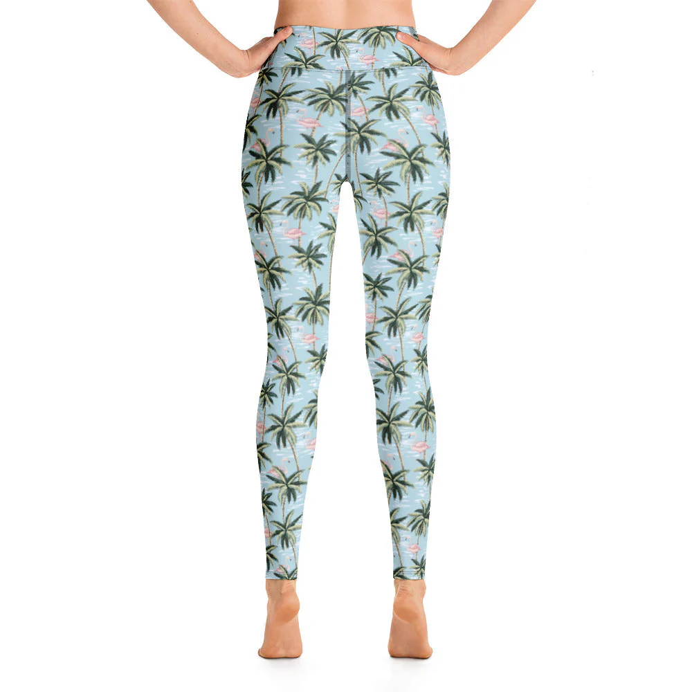 Womens Tropical Flamingo Yoga Leggings - Image 5