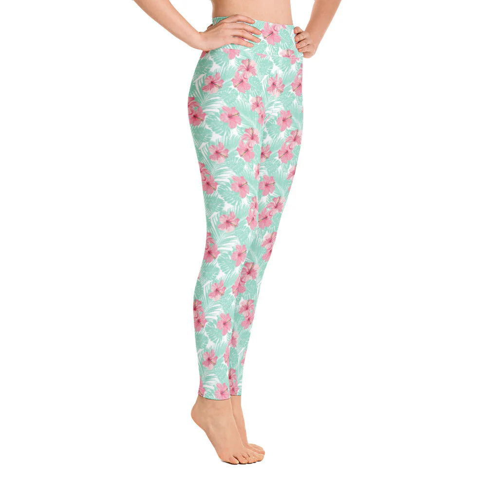 Women's Tropical Island Floral Yoga Leggings - Image 4