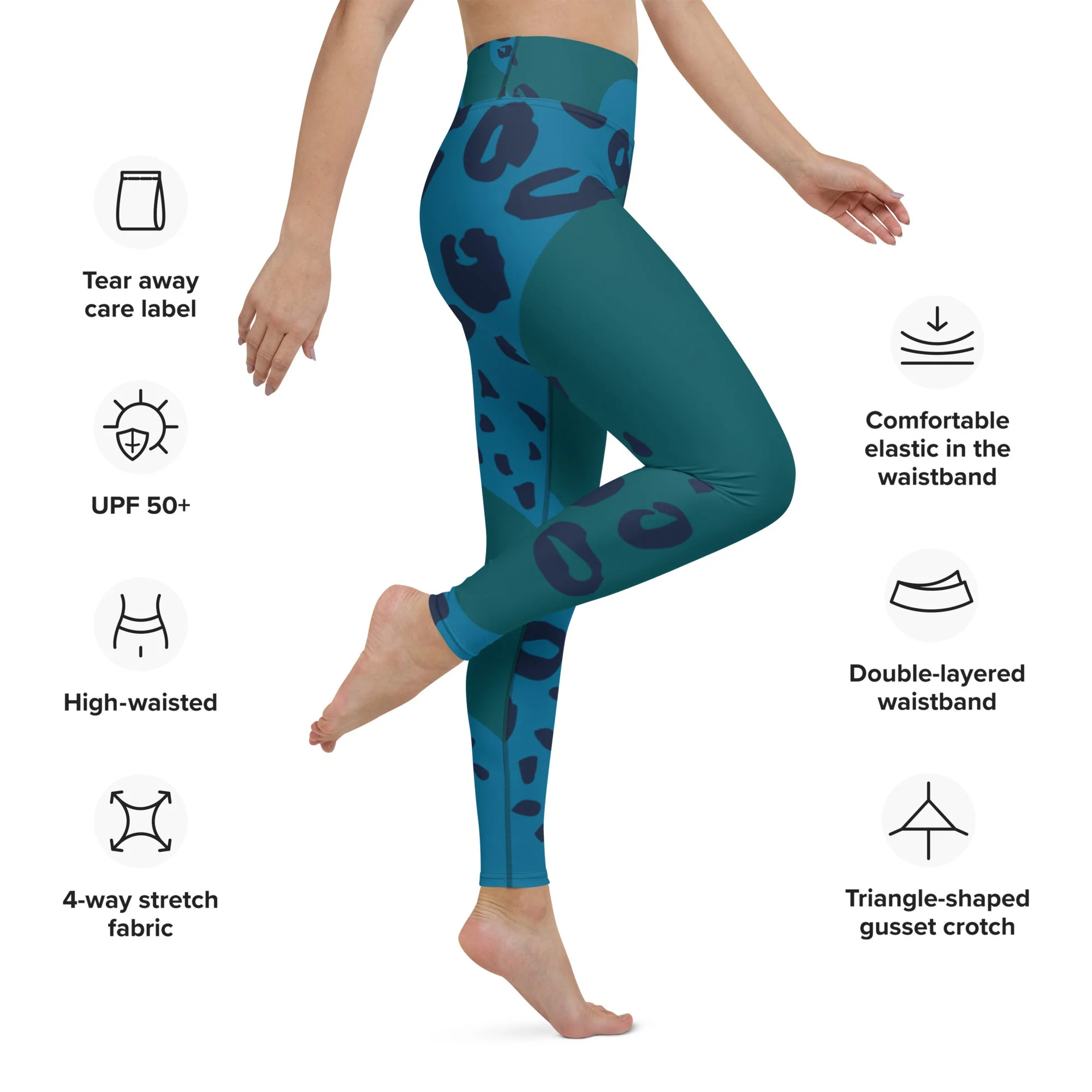 Women's Tropical Leopard Shark Yoga Leggings - Image 2