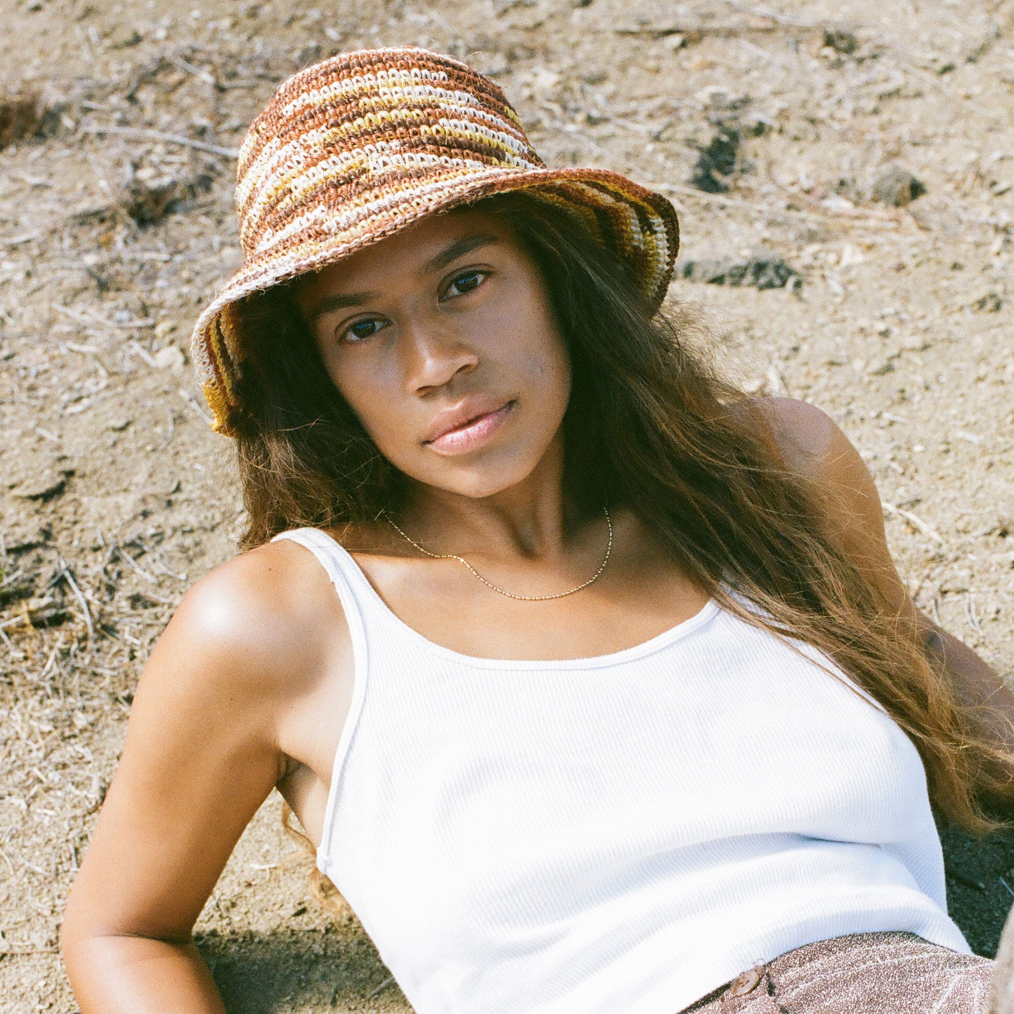 Woven Bucket Hat - Crocheted Multicolor Stripe by Made by Minga - Image 3